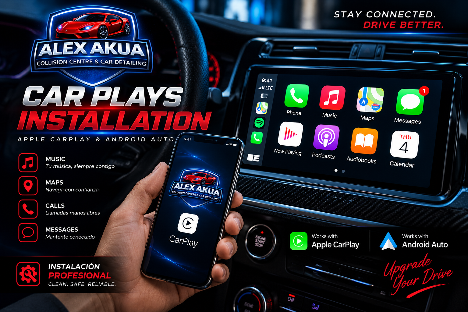 Apple CarPlay and Android Auto installation by Alex Akua